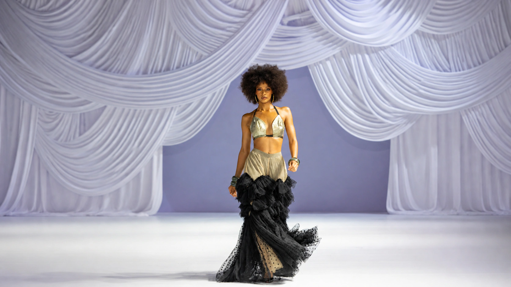 Lanre Da Silva black tulle runway look