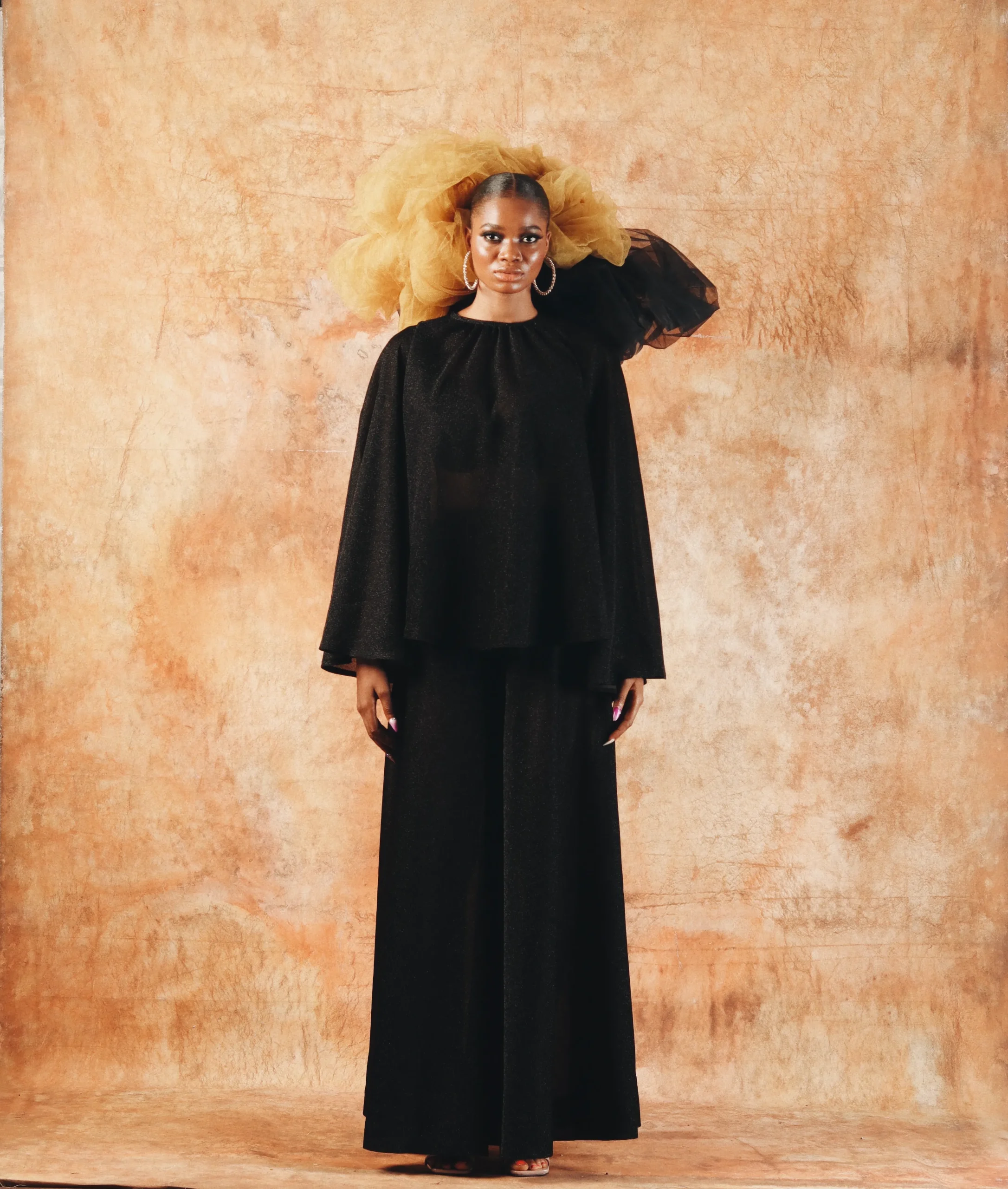 dering black silk maxi dress