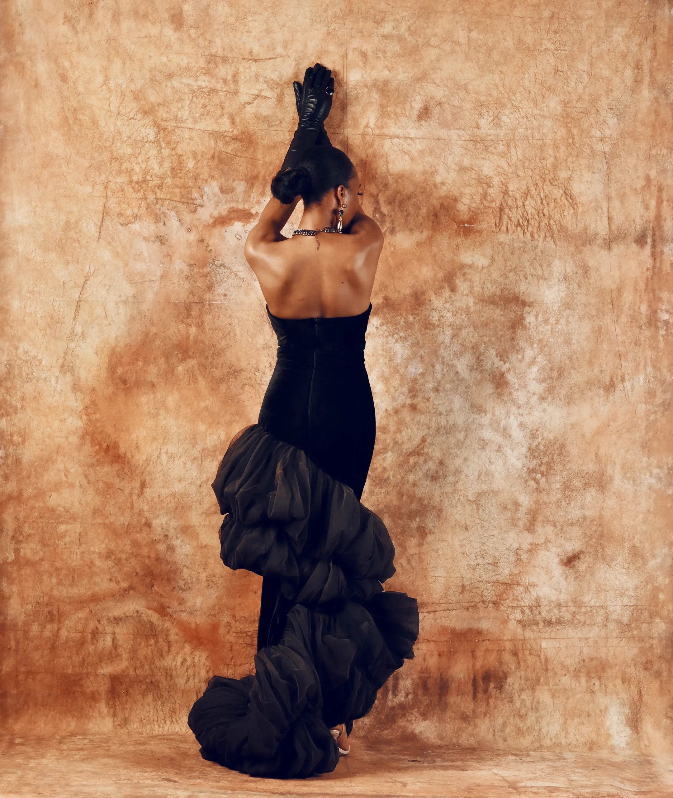 ney black strapless mermaid gown view 3