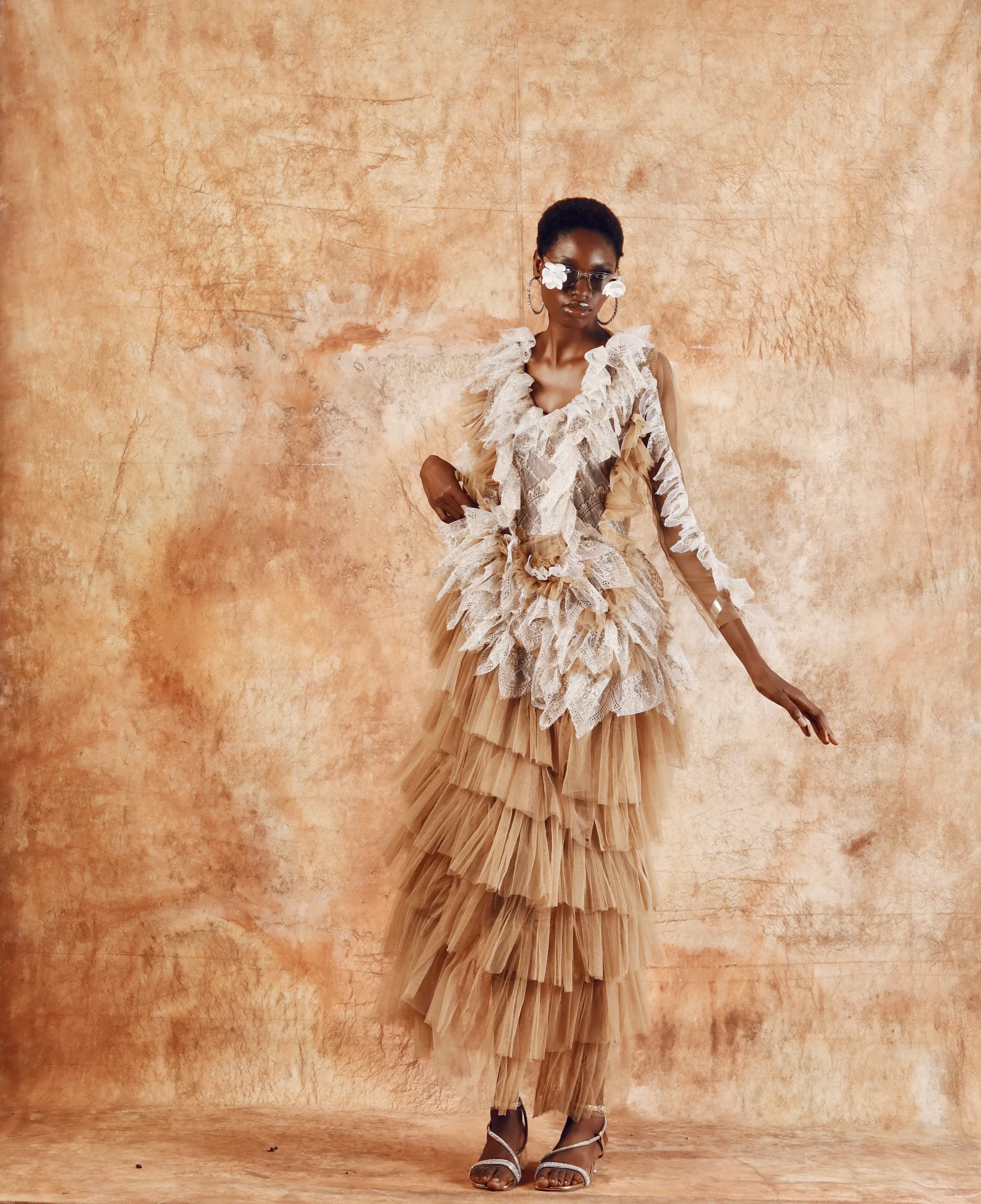 kaleidoscope sequined tulle maxi dress