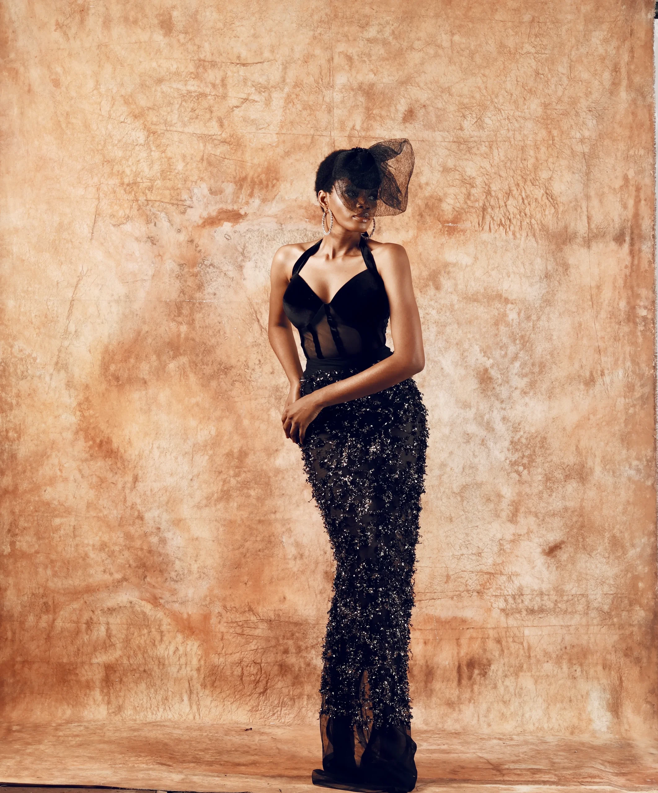 black sparkling sequin maxi dress