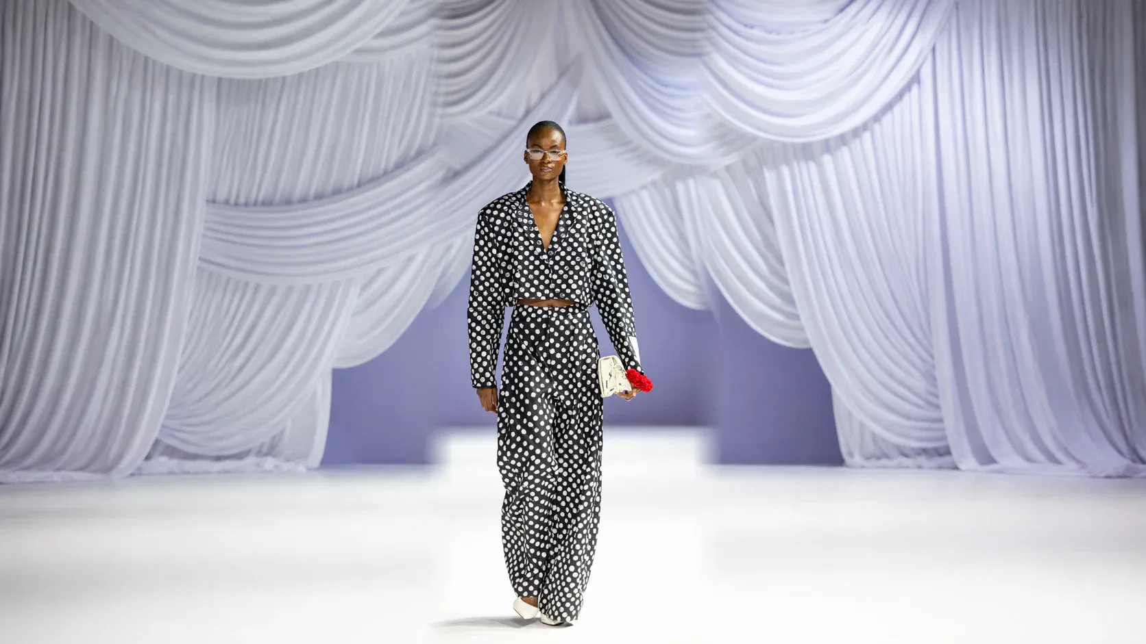 Lanre Da Silva graphic dot tailored runway look